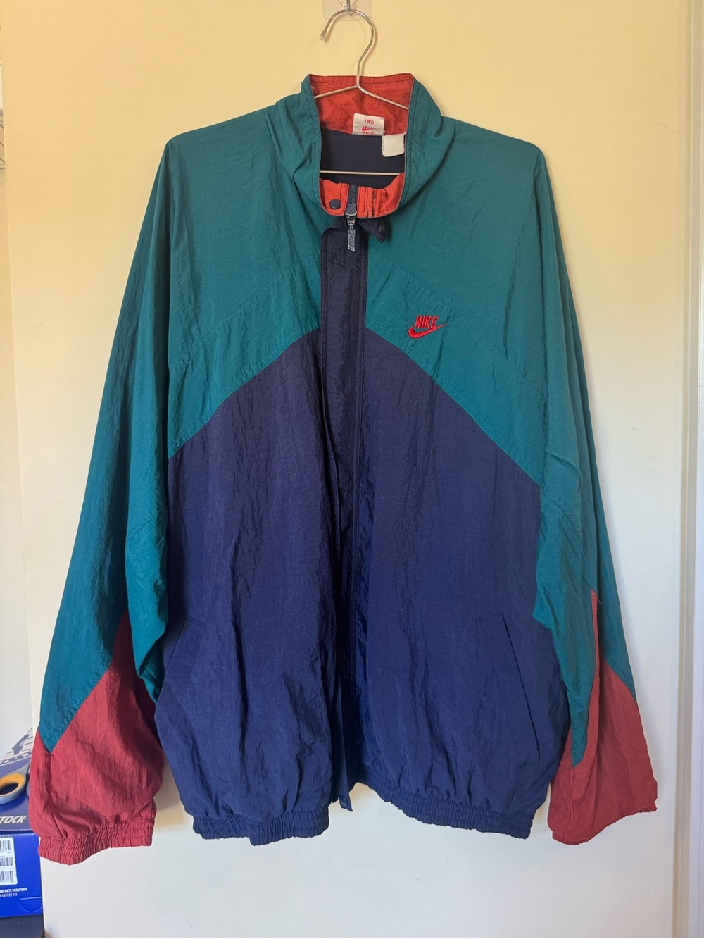 "OLD NIKE" Color Switching Design Loose Nylon Track Jacket